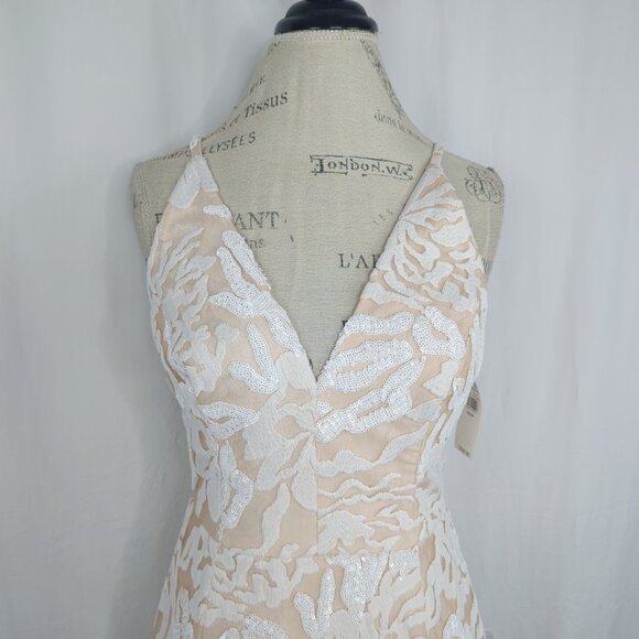 Dress the Population Lace Dress Medium White Maxi Sequin - Picture 3 of 11